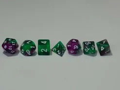 Spellehuis Dobbelstenen>Rpg Dice Set (7) Double Transparant Groen/Paars