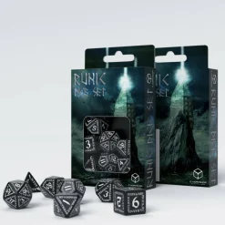 Q Workshop Dobbelstenen>Runic Black & White Dice Set (7)