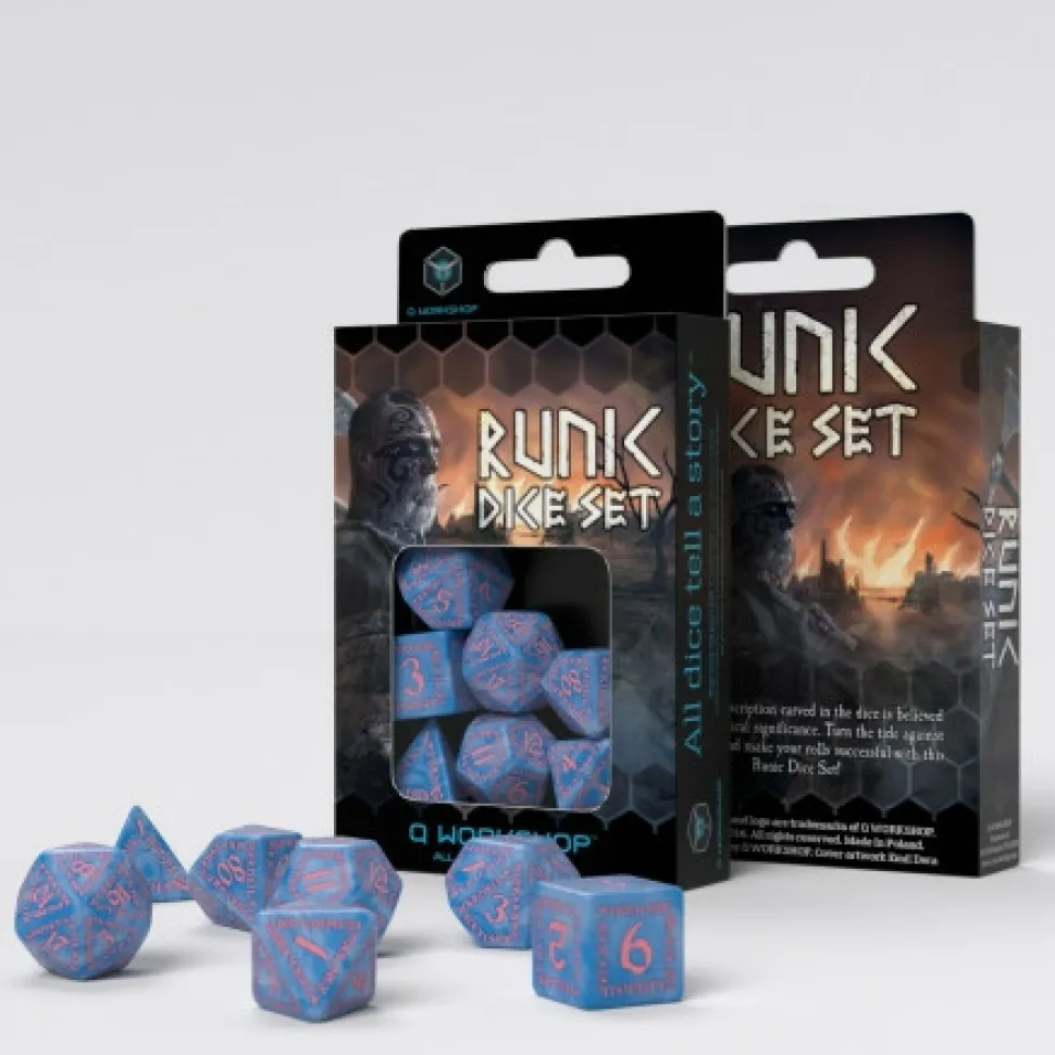 Q Workshop Dobbelstenen>Runic Glacier & Pink Dice Set (7)