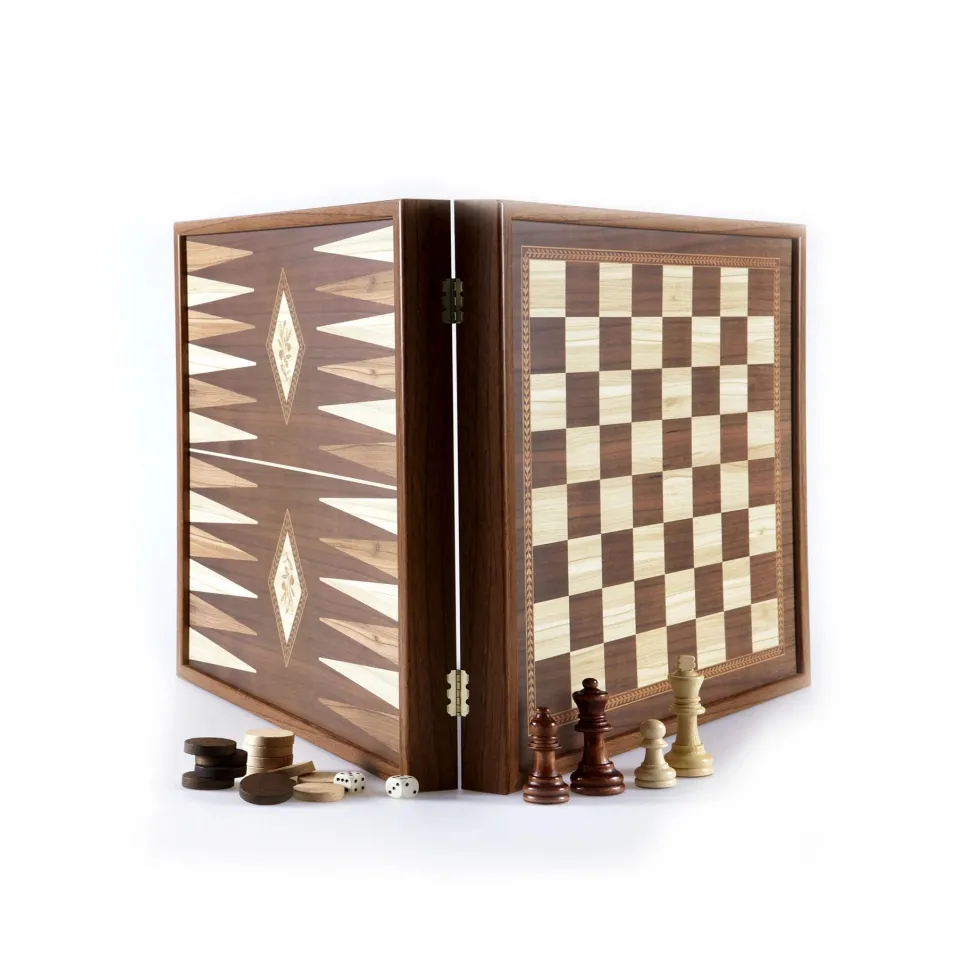 Manopoulou Hout>Schaak/ Backgammon 2 In 1 Combo (Small)