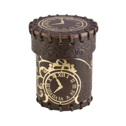 Q Workshop Dobbelstenen>Steampunk Brown & Golden Leather Dice Cup