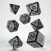 Q Workshop Dobbelstenen>Steampunk Clockwork Black & White Dice Set (7)
