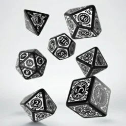 Q Workshop Dobbelstenen>Steampunk Clockwork Black & White Dice Set (7)