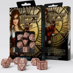 Q Workshop Dobbelstenen>Steampunk Clockwork Caramel & White Dice Set (7)