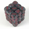 Chessex Dobbelstenen>Velvet Black/Red D6 12Mm Dobbelsteen Set (36 Stuks)