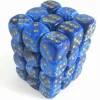 Chessex Dobbelstenen>Vortex Blue/Gold D6 12Mm Dobbelsteen Set (36 Stuks)