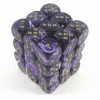 Chessex Dobbelstenen>Vortex Purple/Gold D6 12Mm Dobbelsteen Set (36 Stuks)
